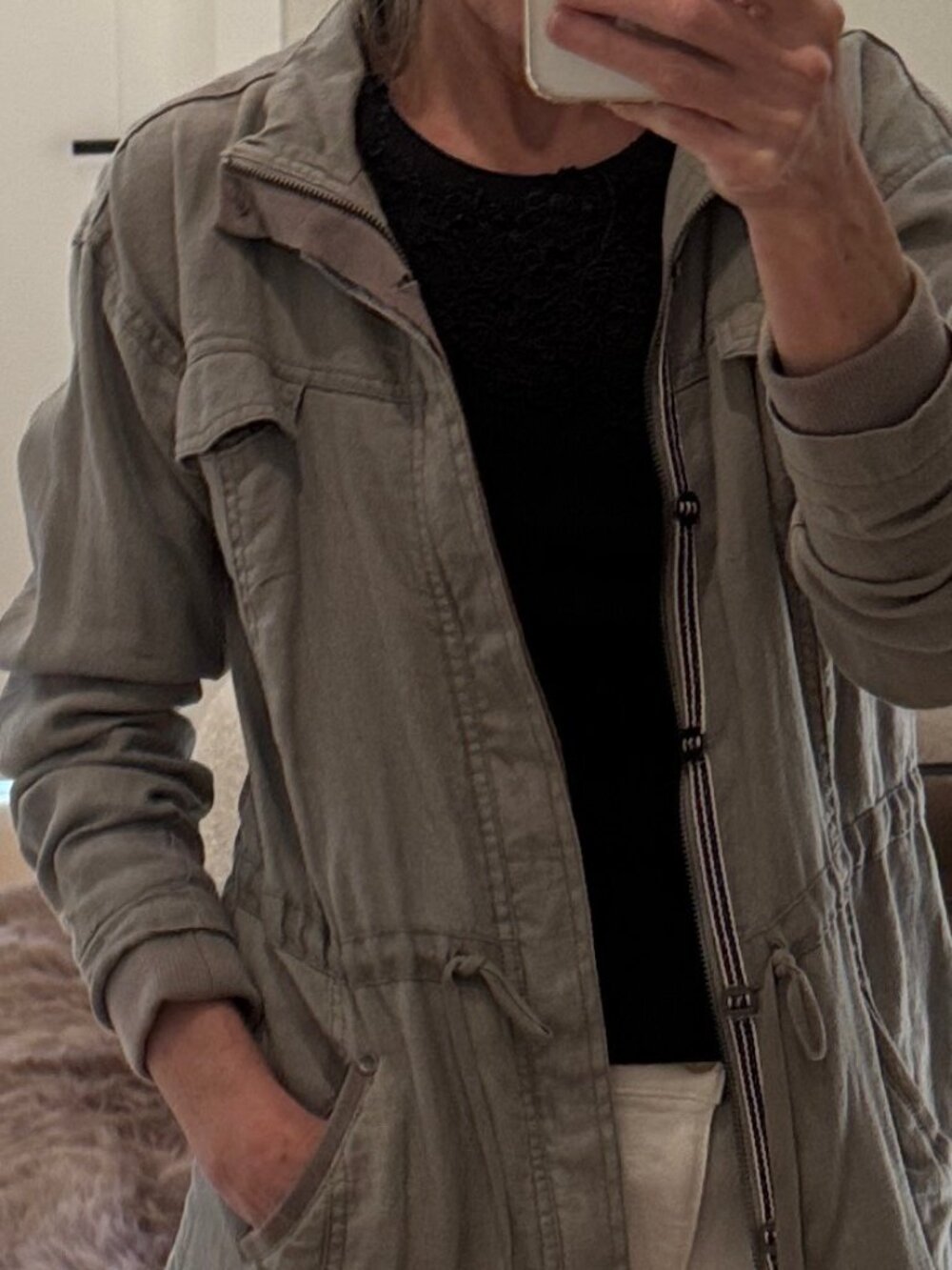 Michael Stars Gray 100%  Linen Utility Anorak Jacket - XS